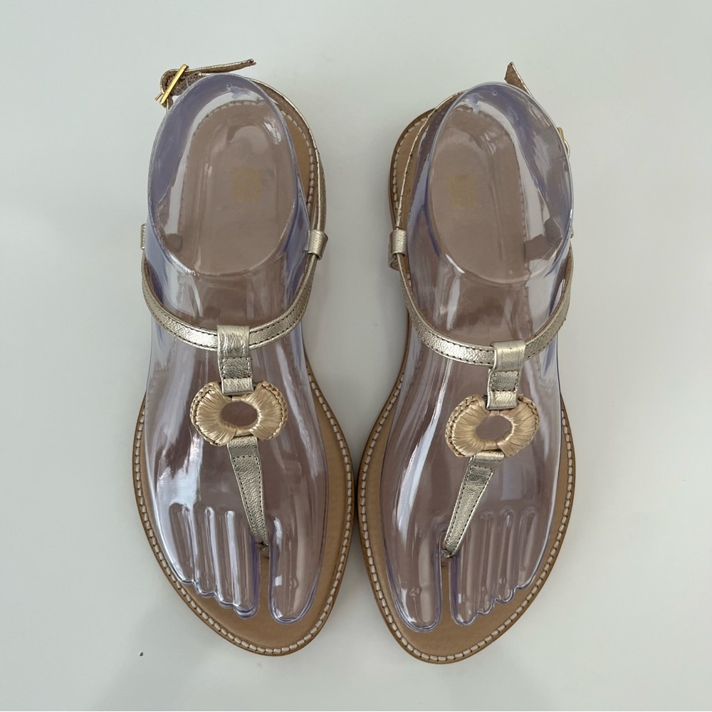 BRUNO MAGLI Jenna T-strap Leather Sandals In Gold NEW - Picture 4 of 14